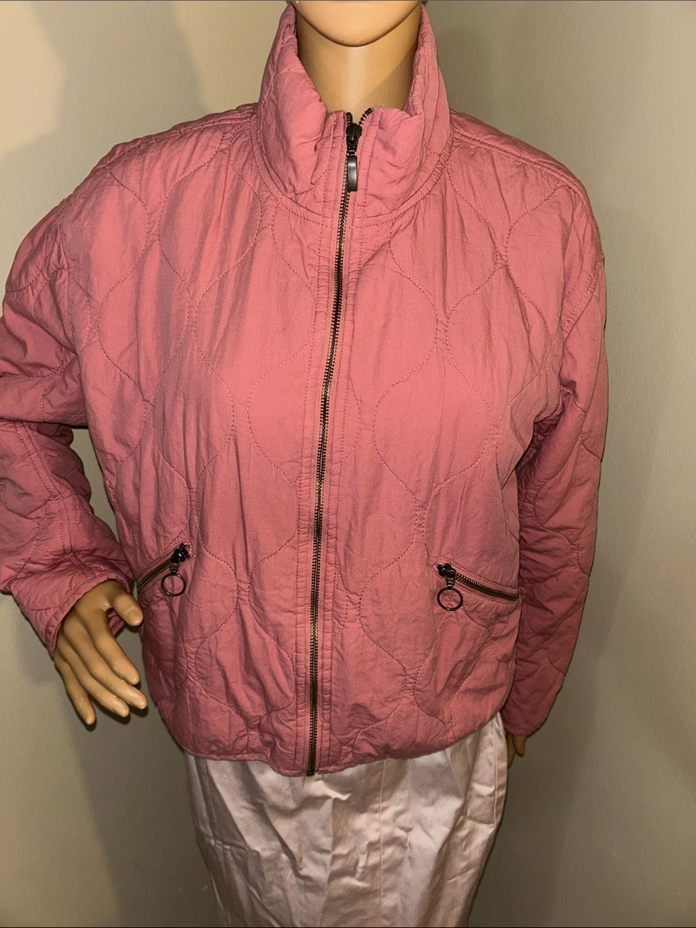 Lucky Brand Pink Quilted Zip Puffer lightweight Jacket